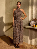 Ravethorn Halterneck Leopard Maxi Dress