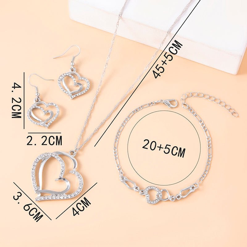 Romantic Crystal Heart Jewelry Set for Women