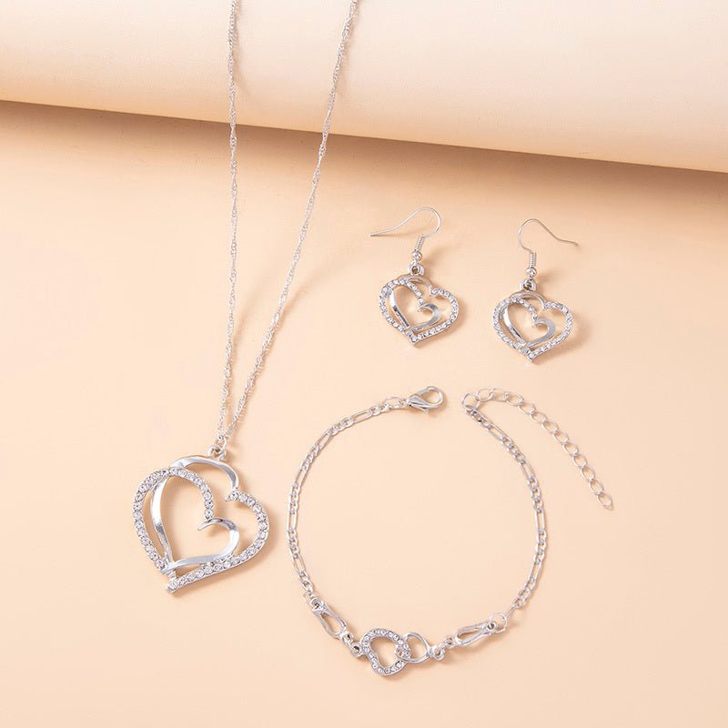 Romantic Crystal Heart Jewelry Set for Women