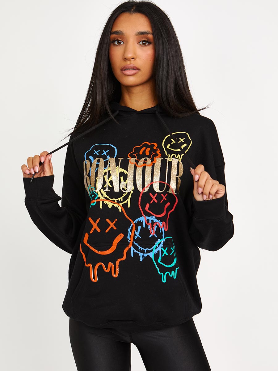 Bonjour Graphic Print Hoodie