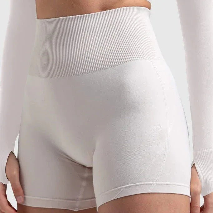 Seamless Sports Bra Set with Peach Hip Trousers – Super Stretch Long Sleeve Yoga Outfit S, M, L