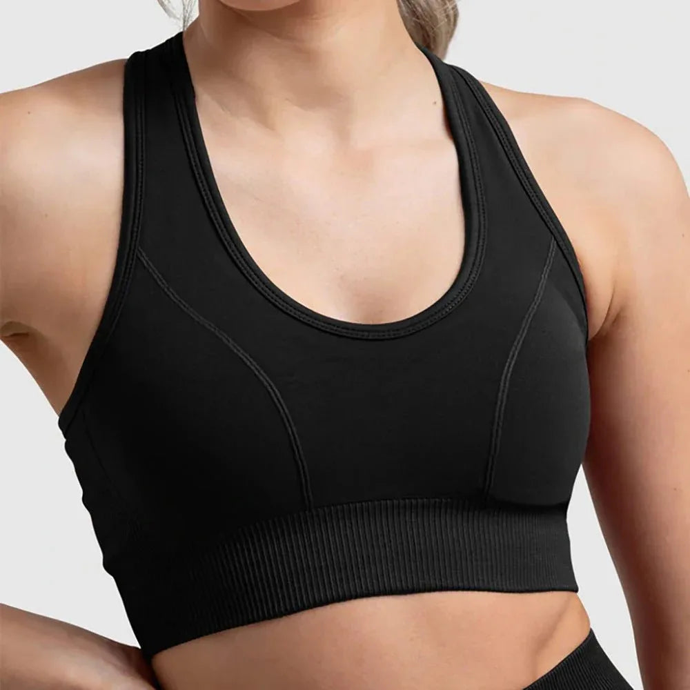 Seamless Sports Bra Set with Peach Hip Trousers – Super Stretch Long Sleeve Yoga Outfit S, M, L