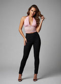Lace Halterneck Plunge-Neck Party Crop Top