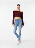 Ribbed Off-the-Shoulder Cropped Jumper