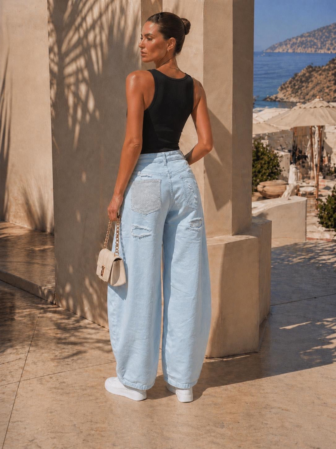 Barrel-Leg Denim Jeans