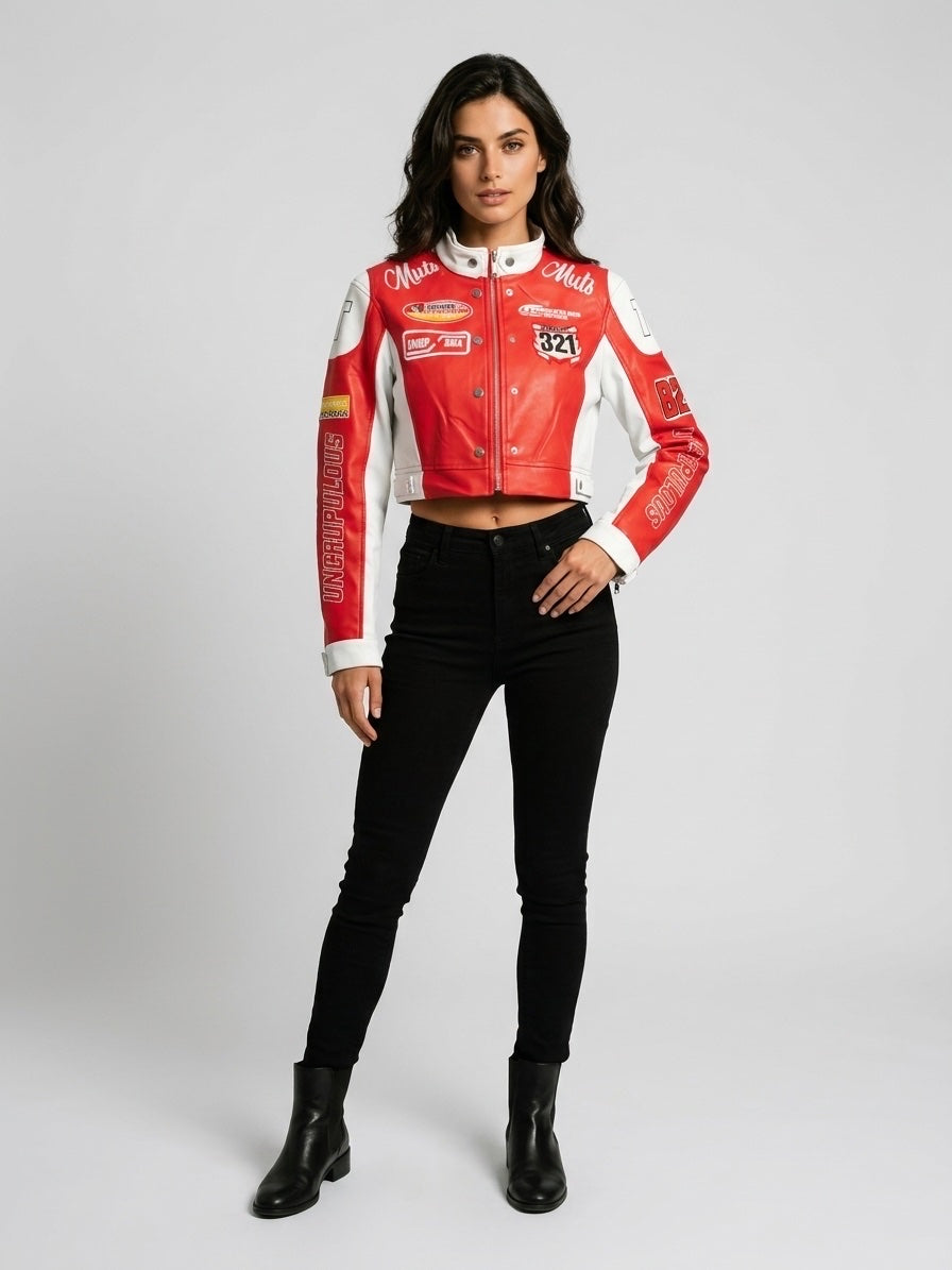 Racing Patch Cropped Statement Jacket