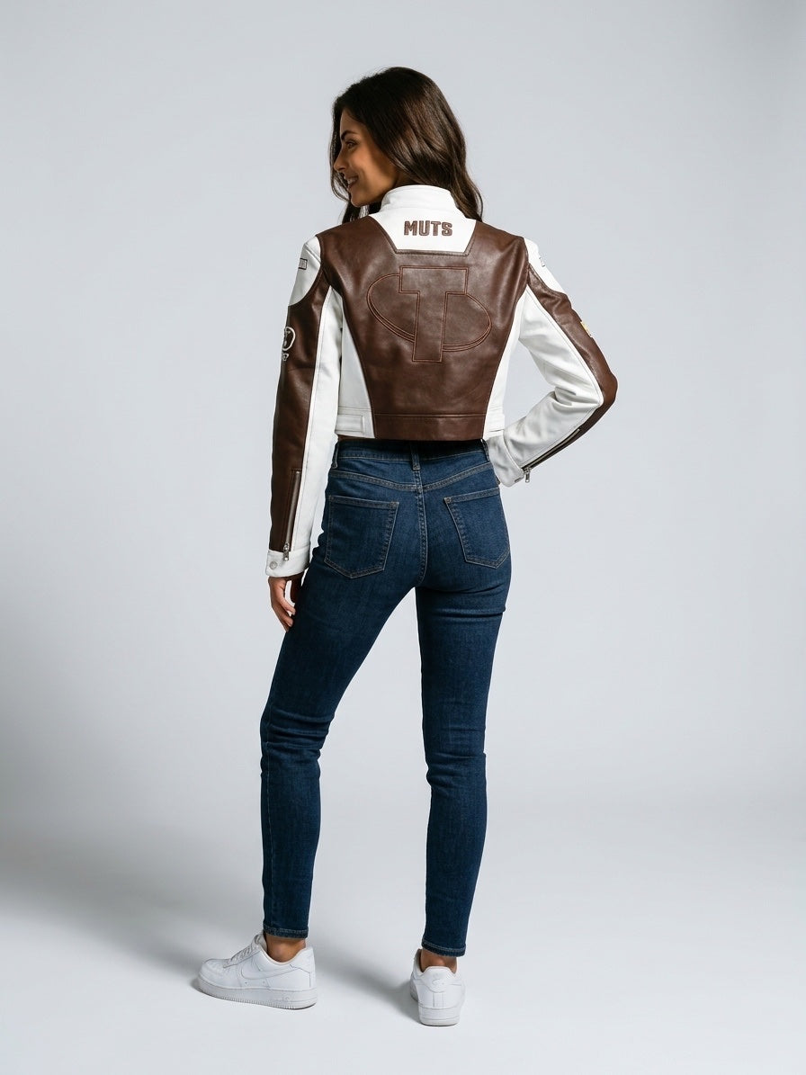 Racing Patch Cropped Statement Jacket