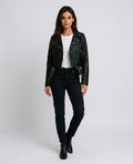 Cropped Faux-Leather Belted Biker Jacket