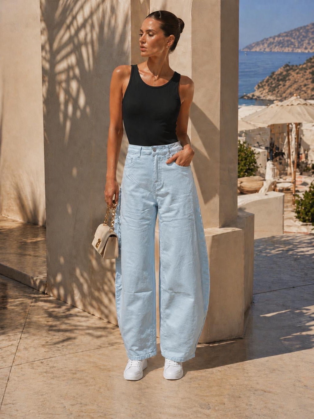 Barrel-Leg Denim Jeans