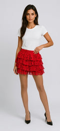 Tiered Lace Ruffle Mini Skort