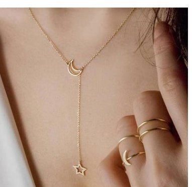 Simple Moon Star Necklace