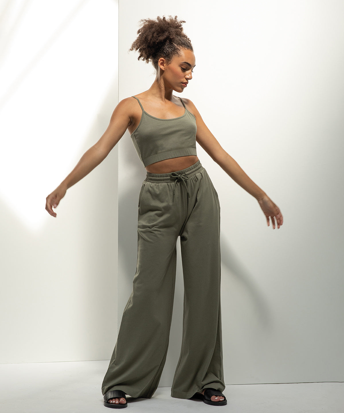 Regenerated Cotton Wide Leg Joggers: Womens