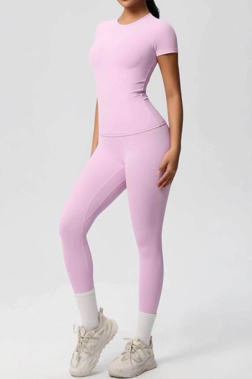 Women’s High-Waisted Yoga Set – Stretch T-Shirt & Leggings