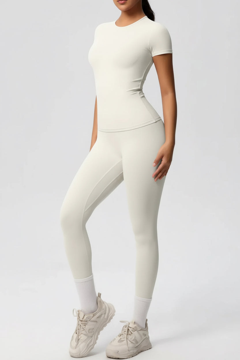Women’s High-Waisted Yoga Set – Stretch T-Shirt & Leggings