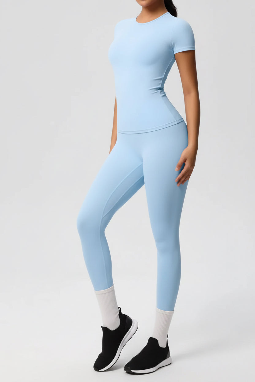 Women’s High-Waisted Yoga Set – Stretch T-Shirt & Leggings