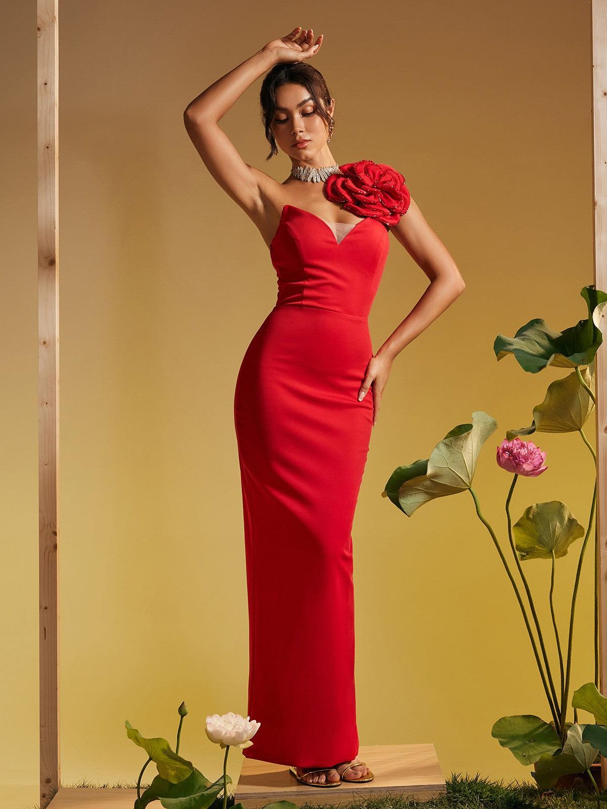 Sonny One Shoulder Flower Maxi Dress