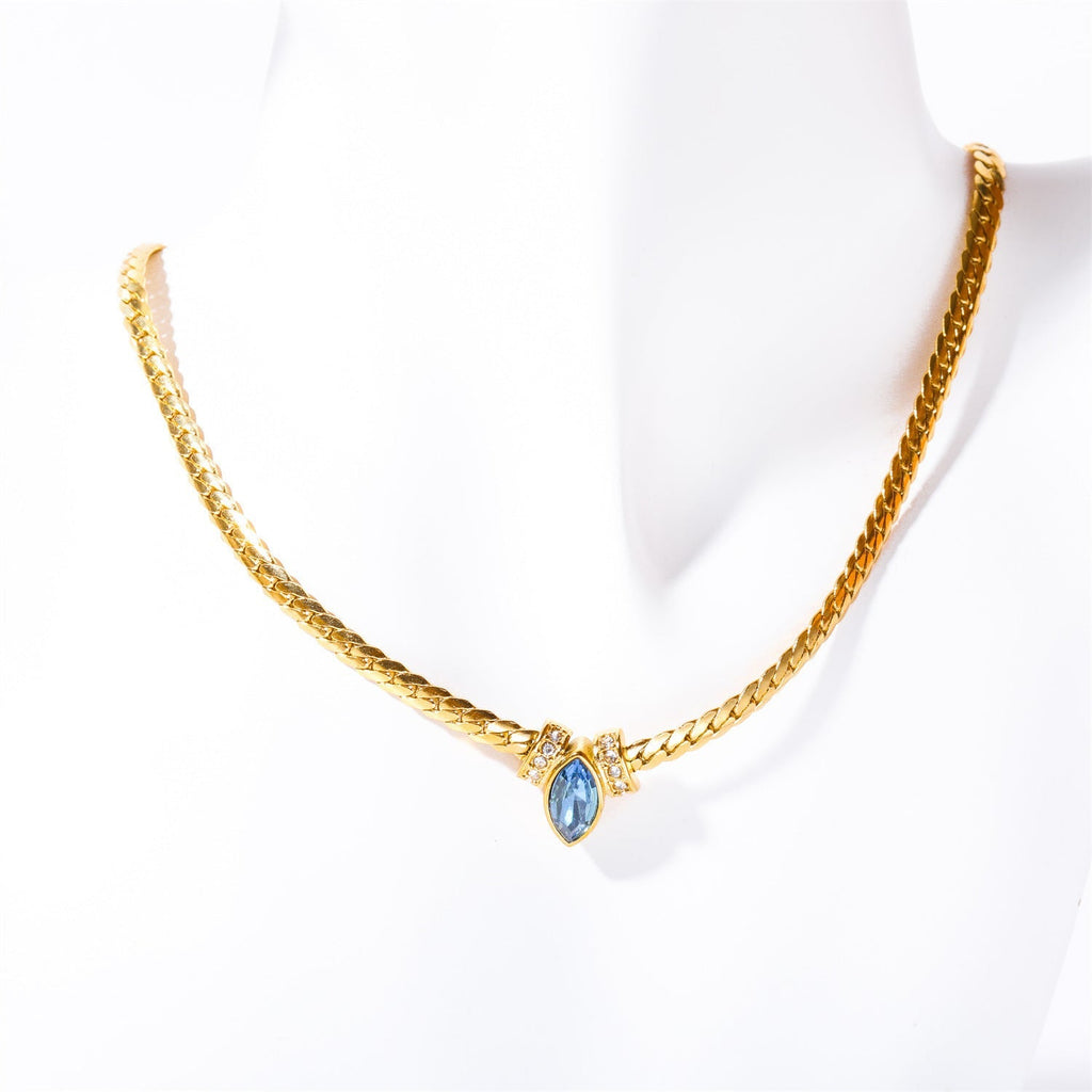 Stainless Steel Horse Eye Zircon Necklace