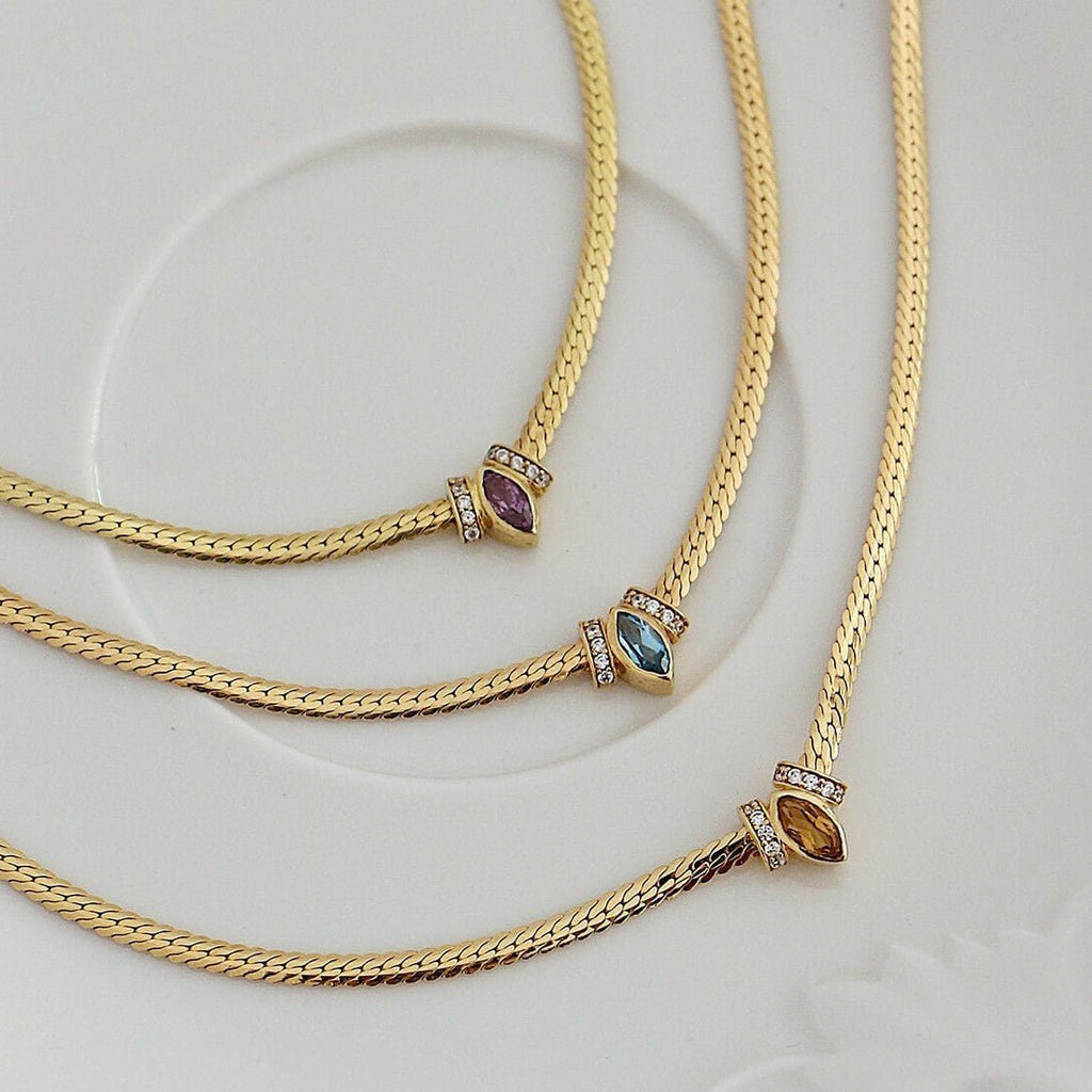 Stainless Steel Horse Eye Zircon Necklace