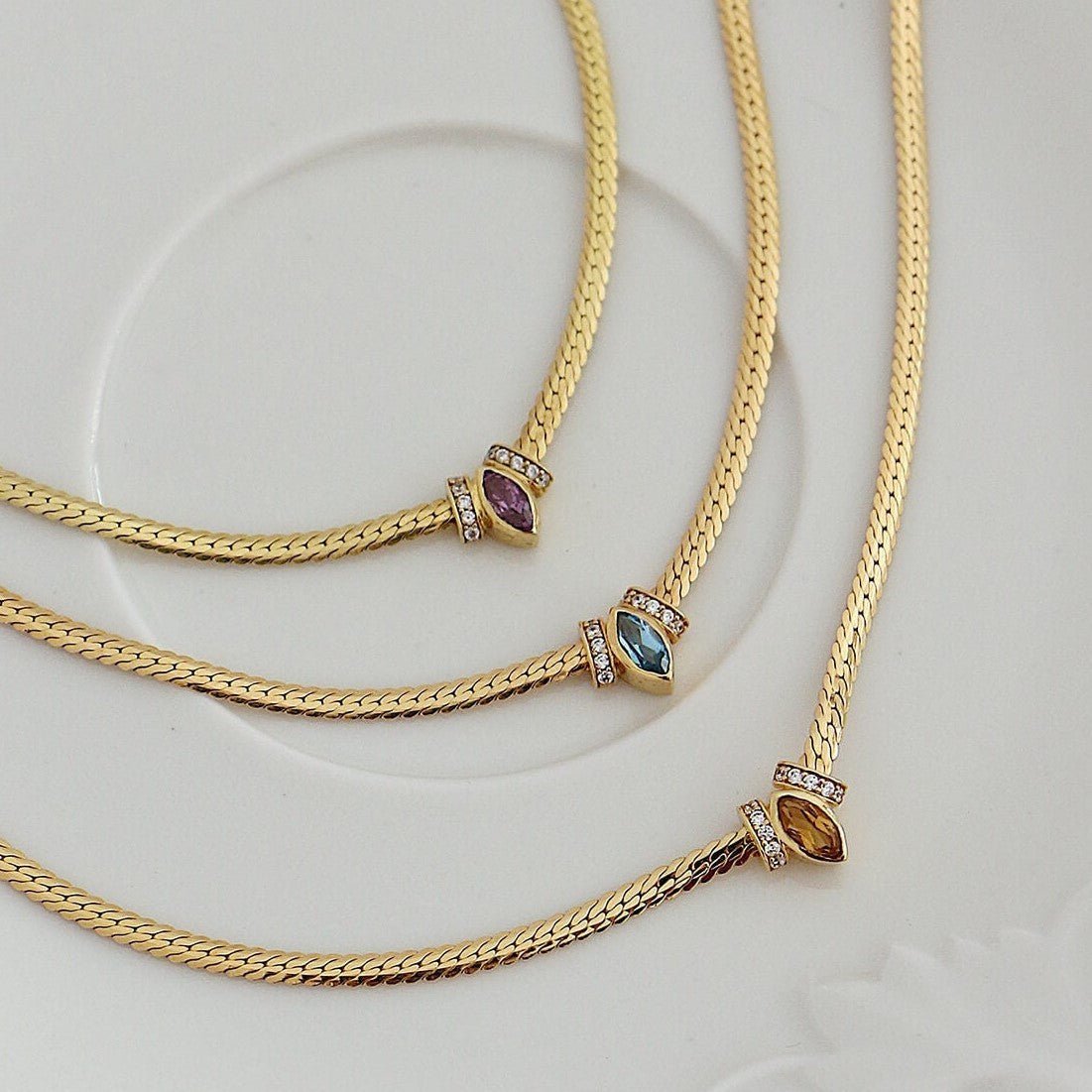 Stainless Steel Horse Eye Zircon Necklace