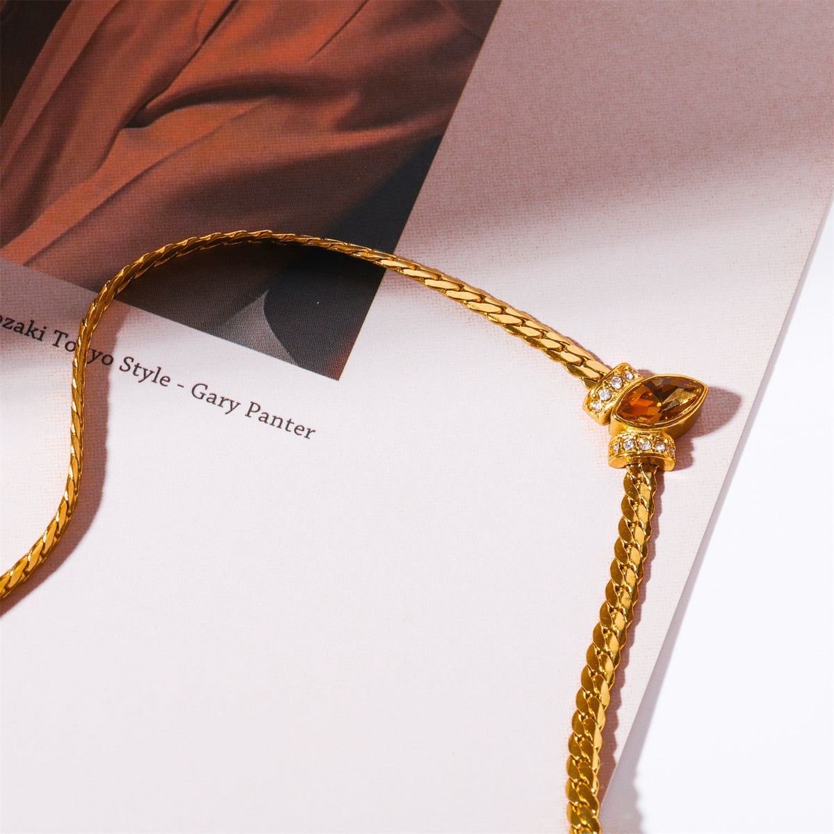 Stainless Steel Horse Eye Zircon Necklace