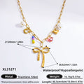 Stainless Steel Pearl Necklace with Pendants