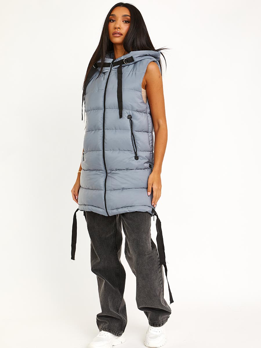 D-Ring Tape Padded Hooded Gilet