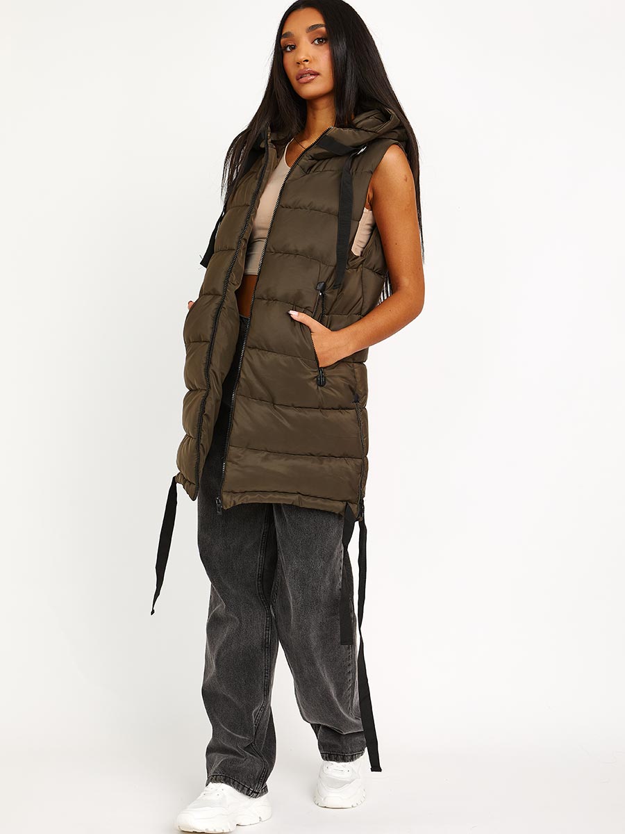 D-Ring Tape Padded Hooded Gilet