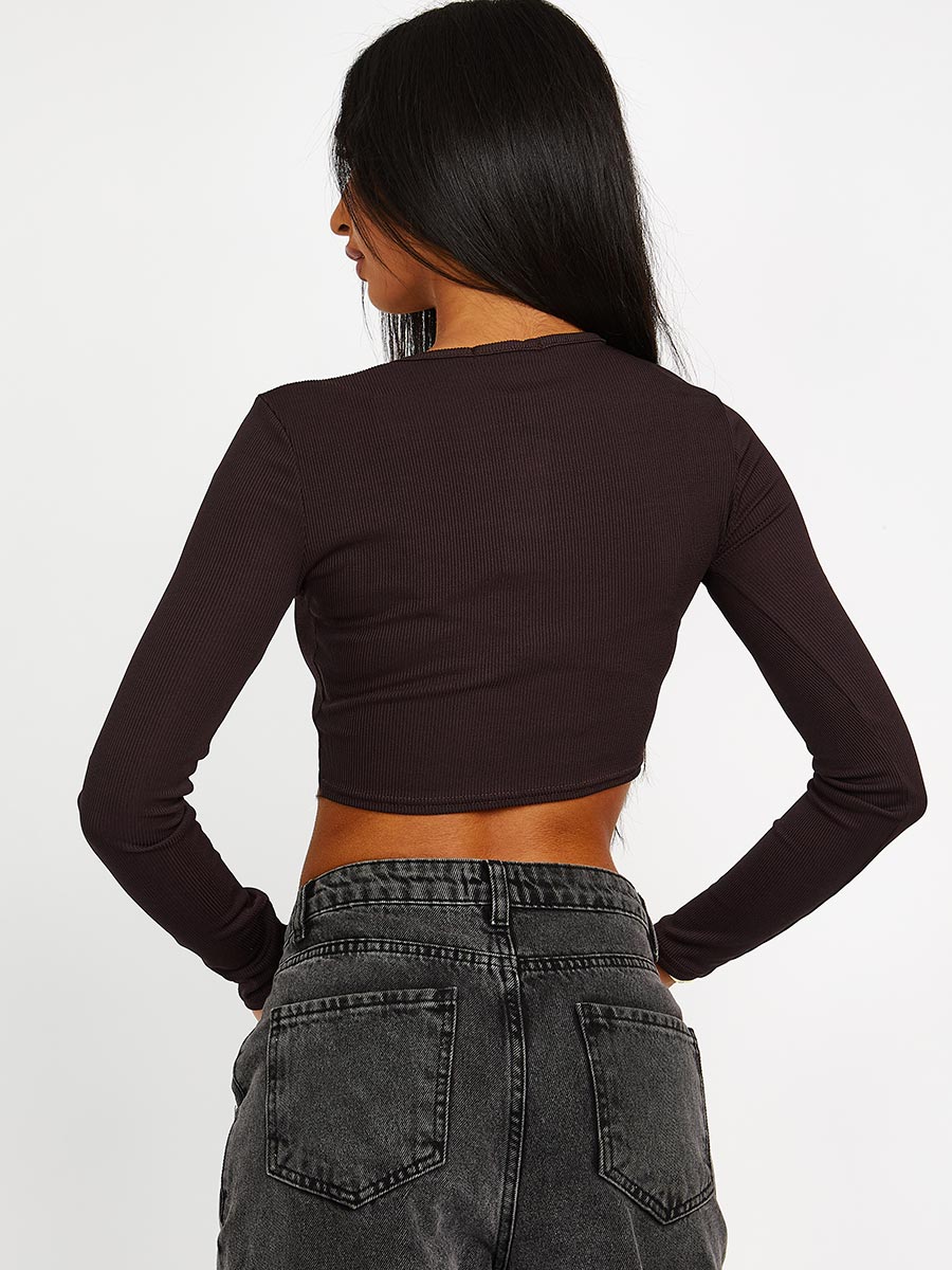 Long Sleeves Los Angeles Ribbed Crop Top
