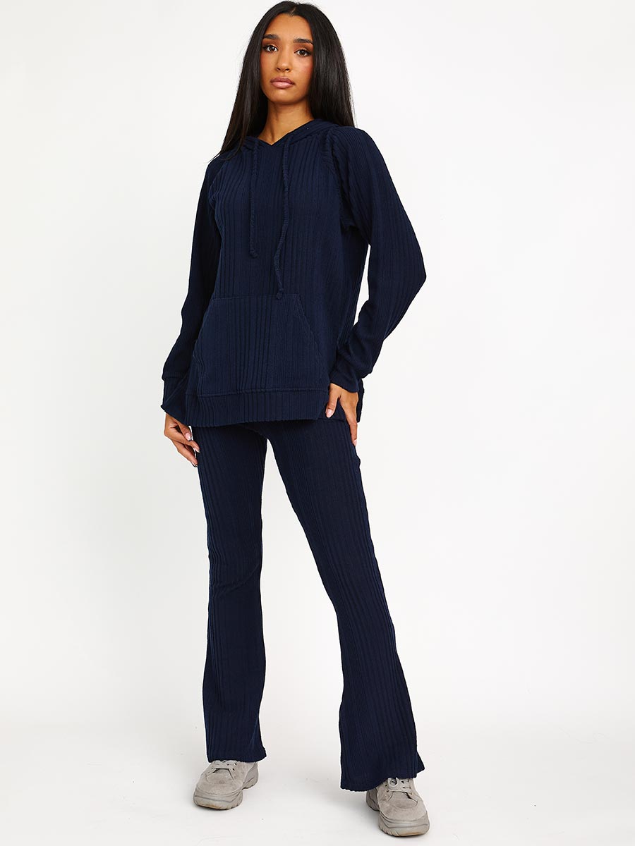 Soft Brushed Ribbed Hoodie & Flare Trouser Co-ord