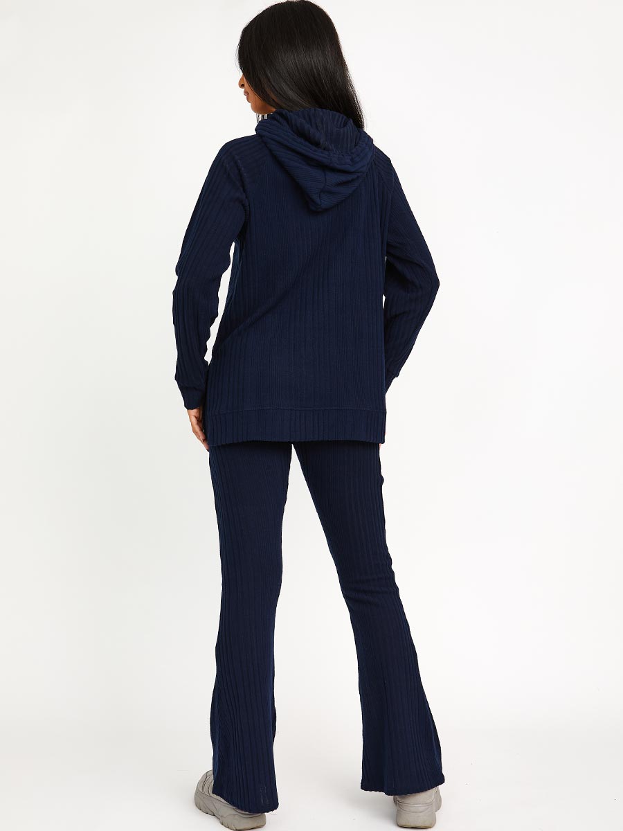 Soft Brushed Ribbed Hoodie & Flare Trouser Co-ord