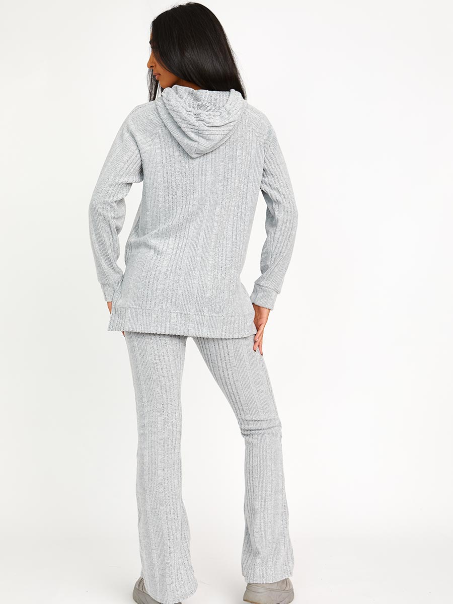 Soft Brushed Ribbed Hoodie & Flare Trouser Co-ord