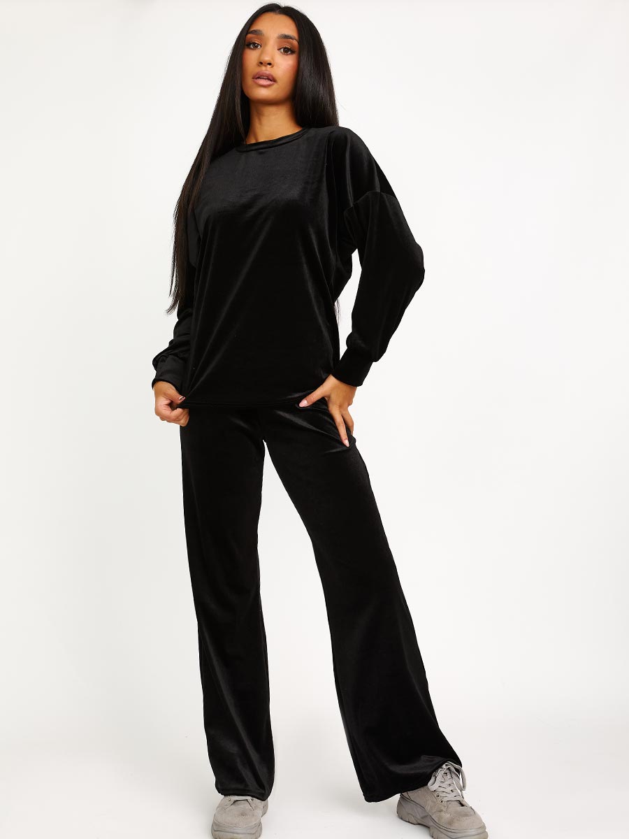 Velour Baggy Top & Wide Leg Trouser Co-ord