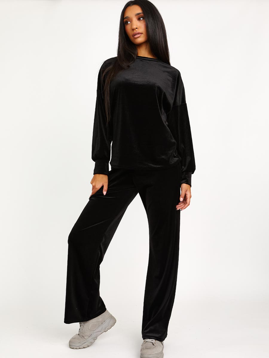 Velour Baggy Top & Wide Leg Trouser Co-ord