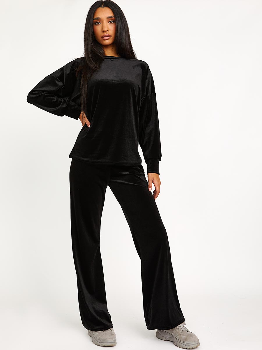 Velour Baggy Top & Wide Leg Trouser Co-ord