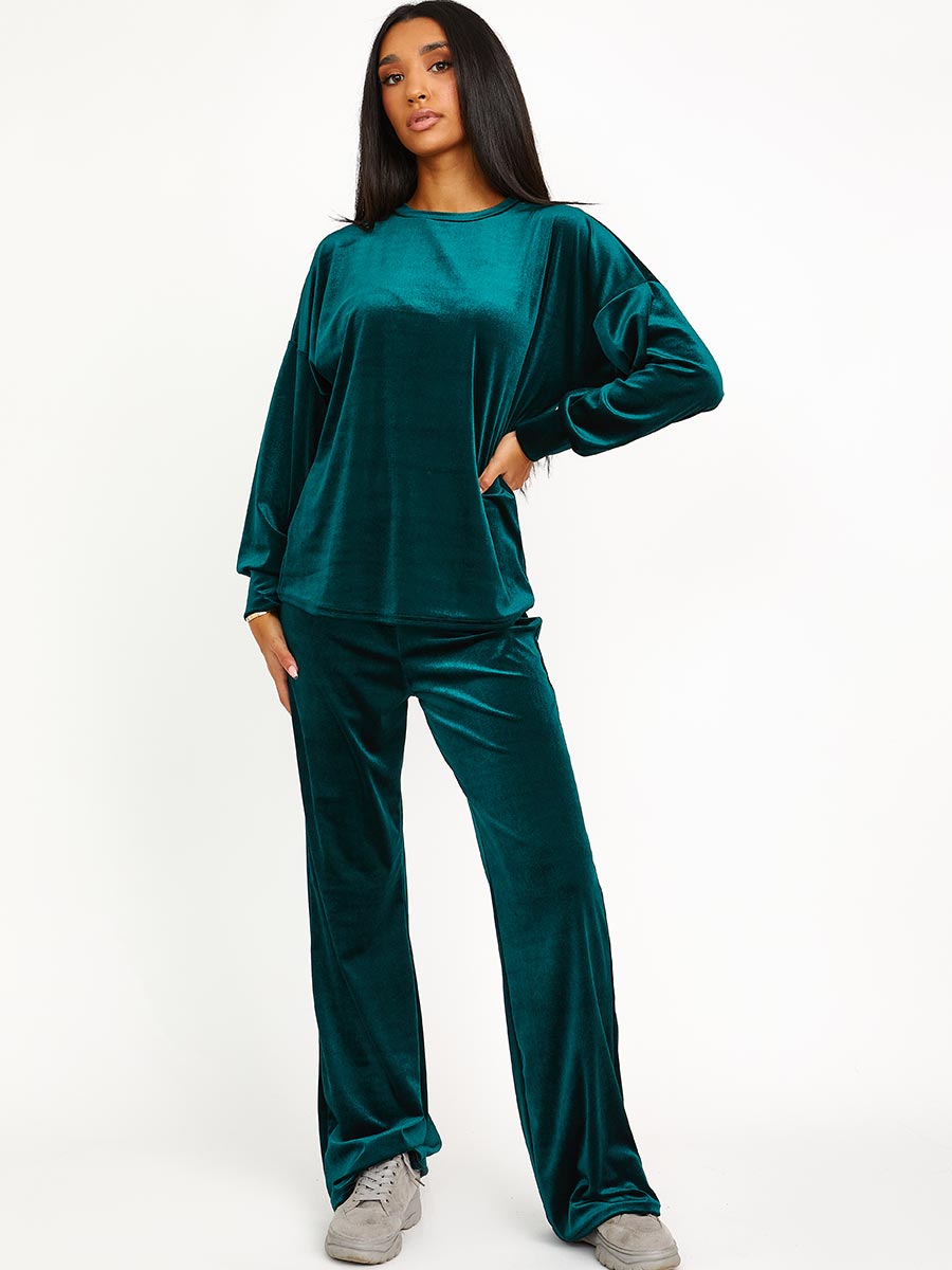 Velour Baggy Top & Wide Leg Trouser Co-ord