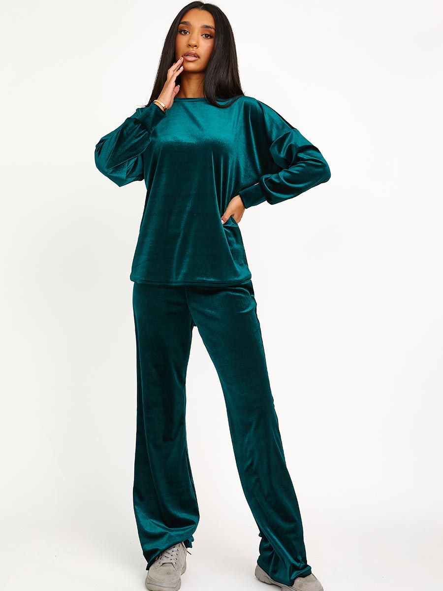 Velour Baggy Top & Wide Leg Trouser Co-ord