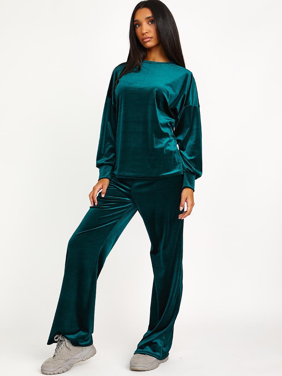 Velour Baggy Top & Wide Leg Trouser Co-ord