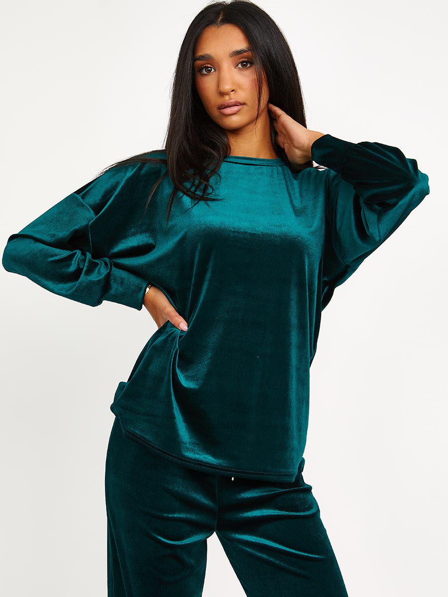 Velour Baggy Top & Wide Leg Trouser Co-ord