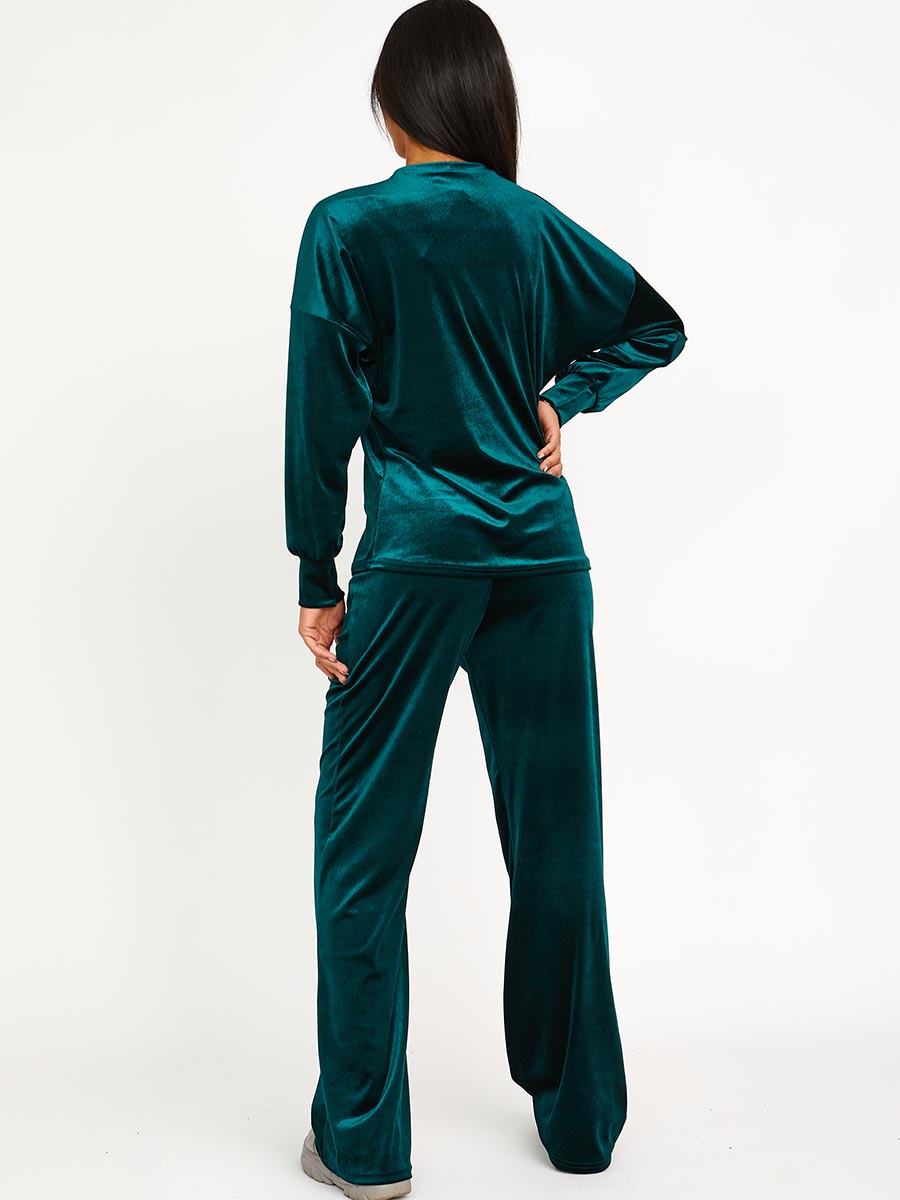 Velour Baggy Top & Wide Leg Trouser Co-ord