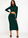 Cable Knit Crop Top & Maxi Skirt Co-ord