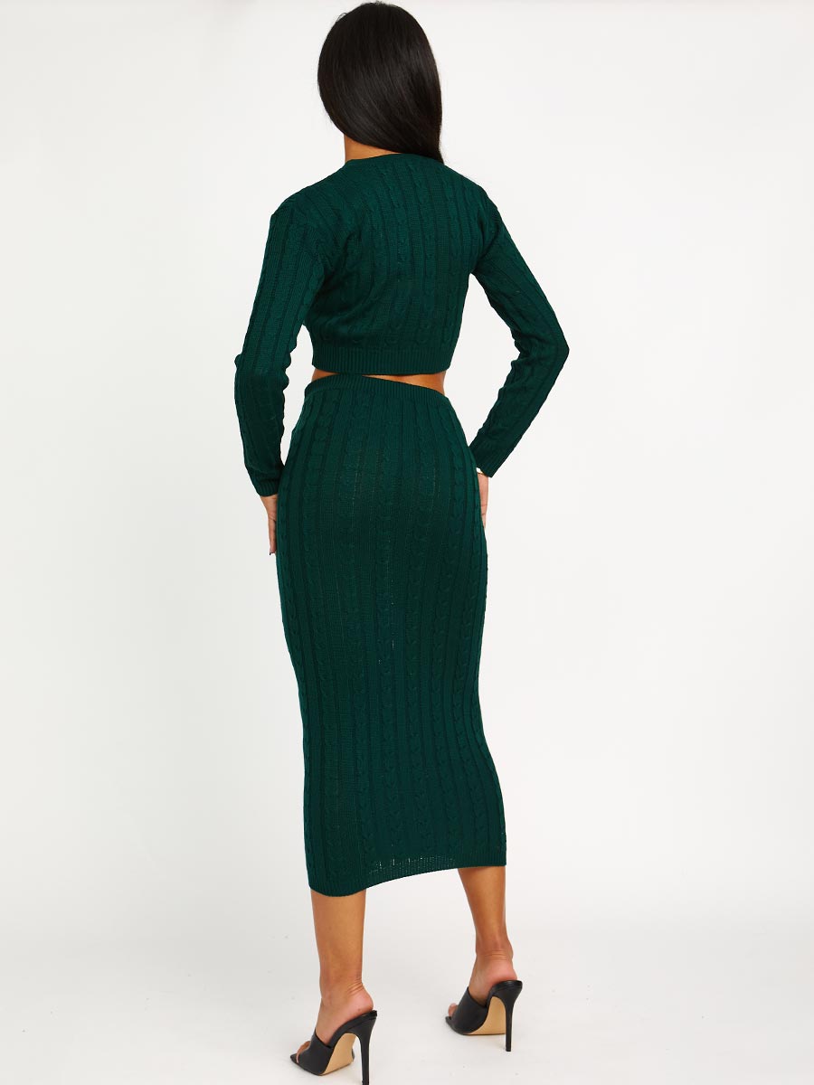 Cable Knit Crop Top & Maxi Skirt Co-ord