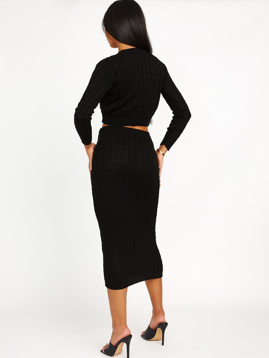 Cable Knit Crop Top & Maxi Skirt Co-ord