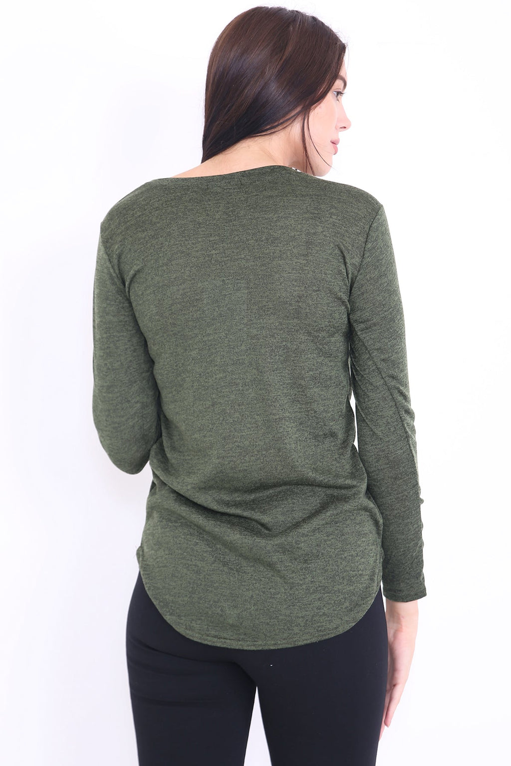 Melange Knit 67 Print Long Sleeve Top