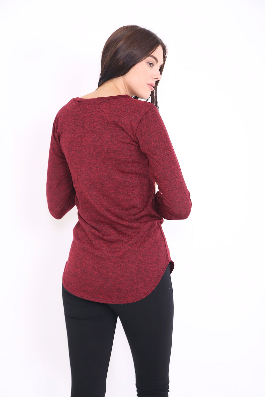 Melange Knit 67 Print Long Sleeve Top
