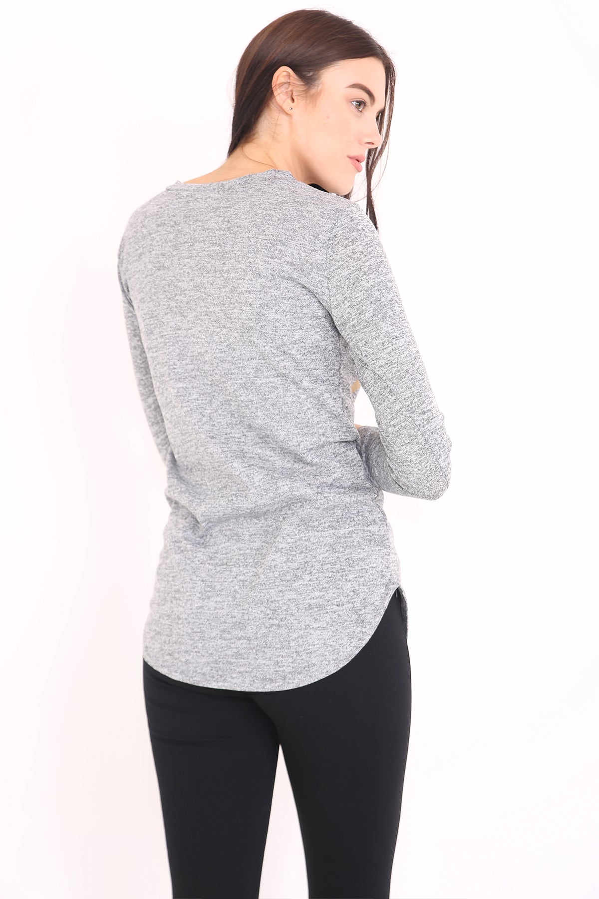 Melange Knit 67 Print Long Sleeve Top