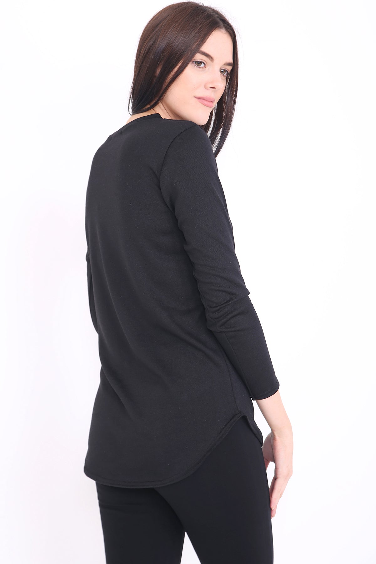 Melange Knit 67 Print Long Sleeve Top