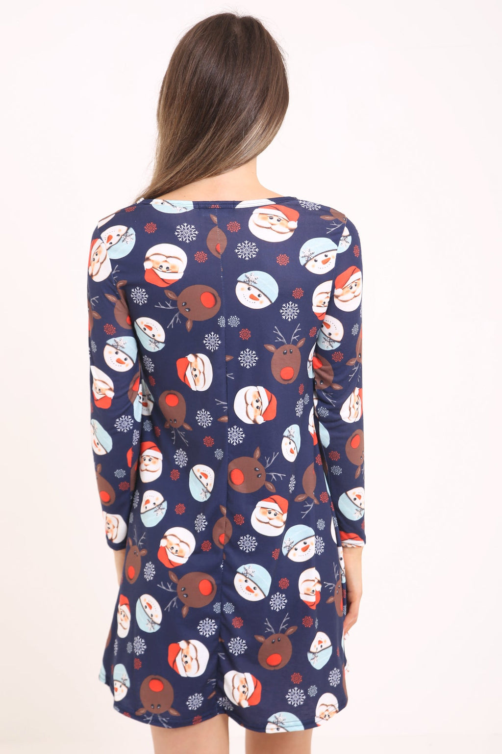 Santa Reindeer Snowman Printed Christmas Swing Dress