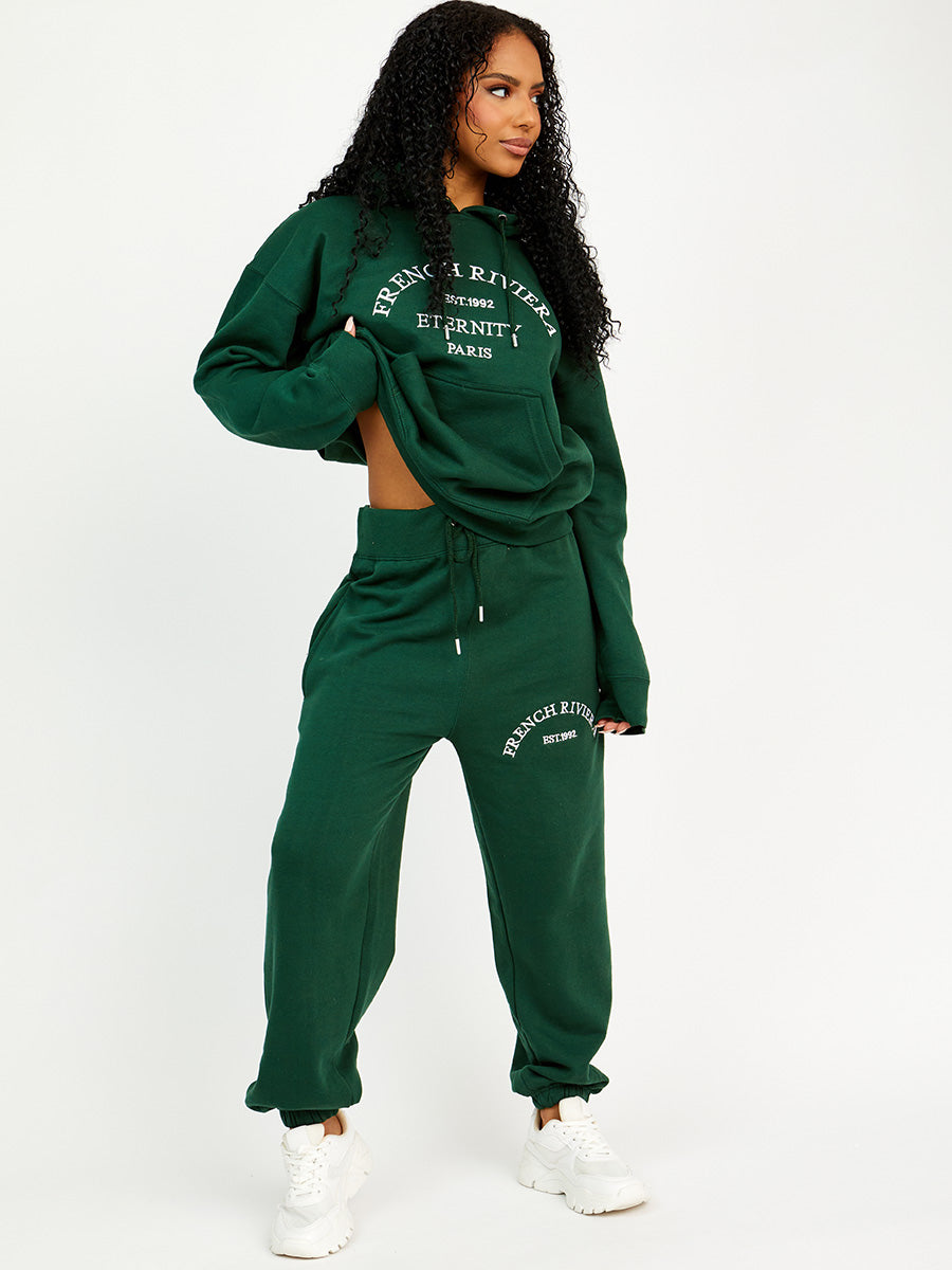 Embroidered French Riviera Hooded Fleece Co-ord