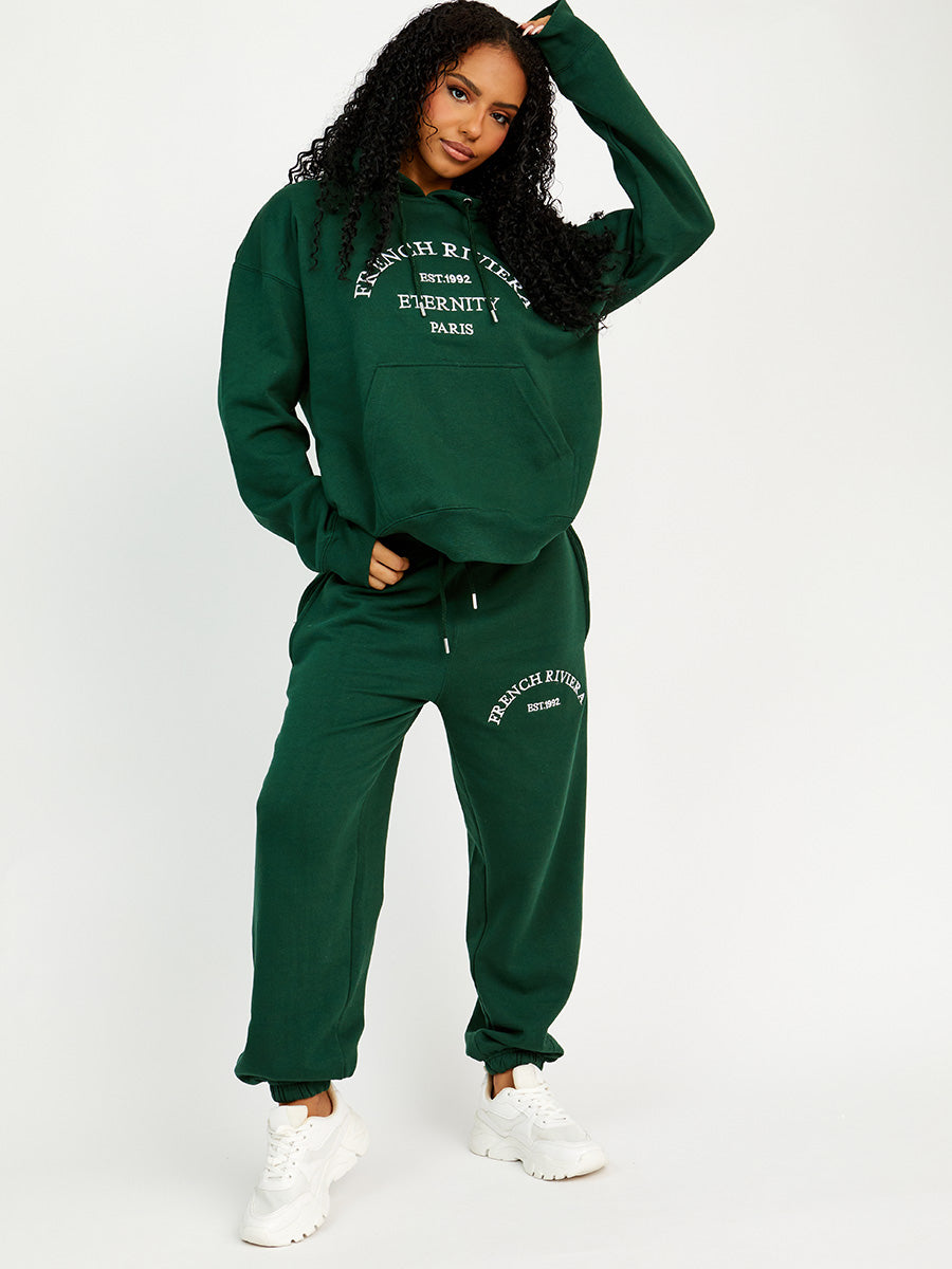 Embroidered French Riviera Hooded Fleece Co-ord