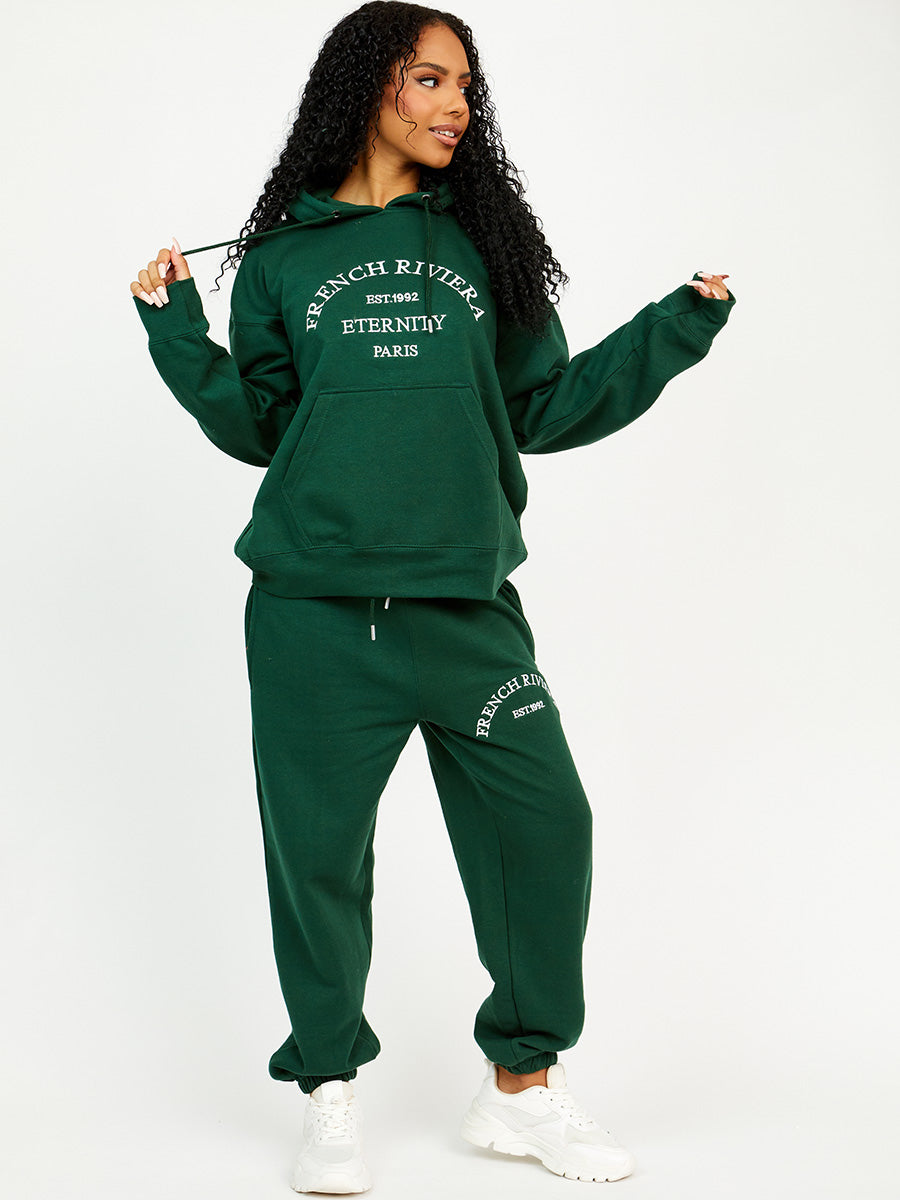Embroidered French Riviera Hooded Fleece Co-ord